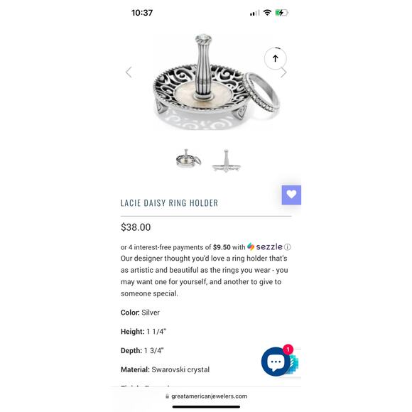 Nwt Brighton Lacie Daisy Ring Holder G80822 Swarovski crystal enamel filigree - Picture 2 of 6